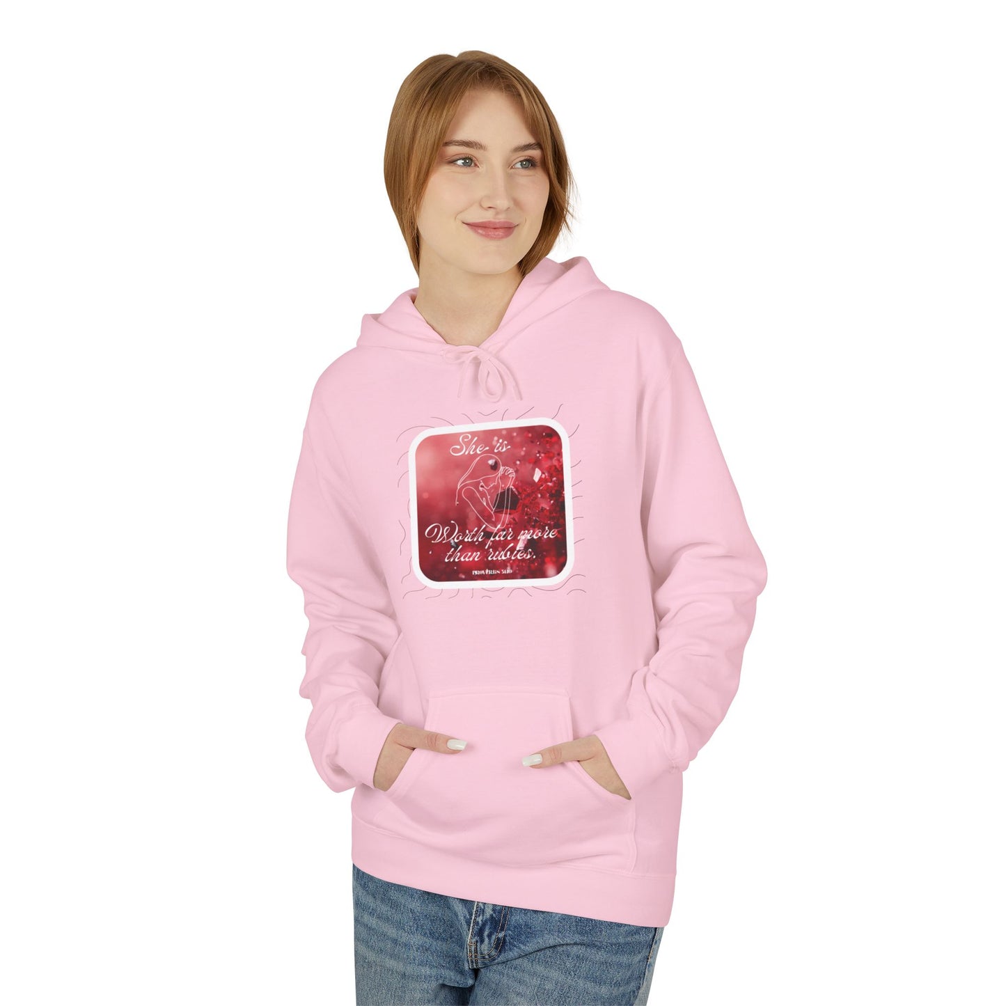 “She is Worth Far More Than Rubies” – Women’s Christian Hoodie | Proverbs 31:10 Faith Apparel