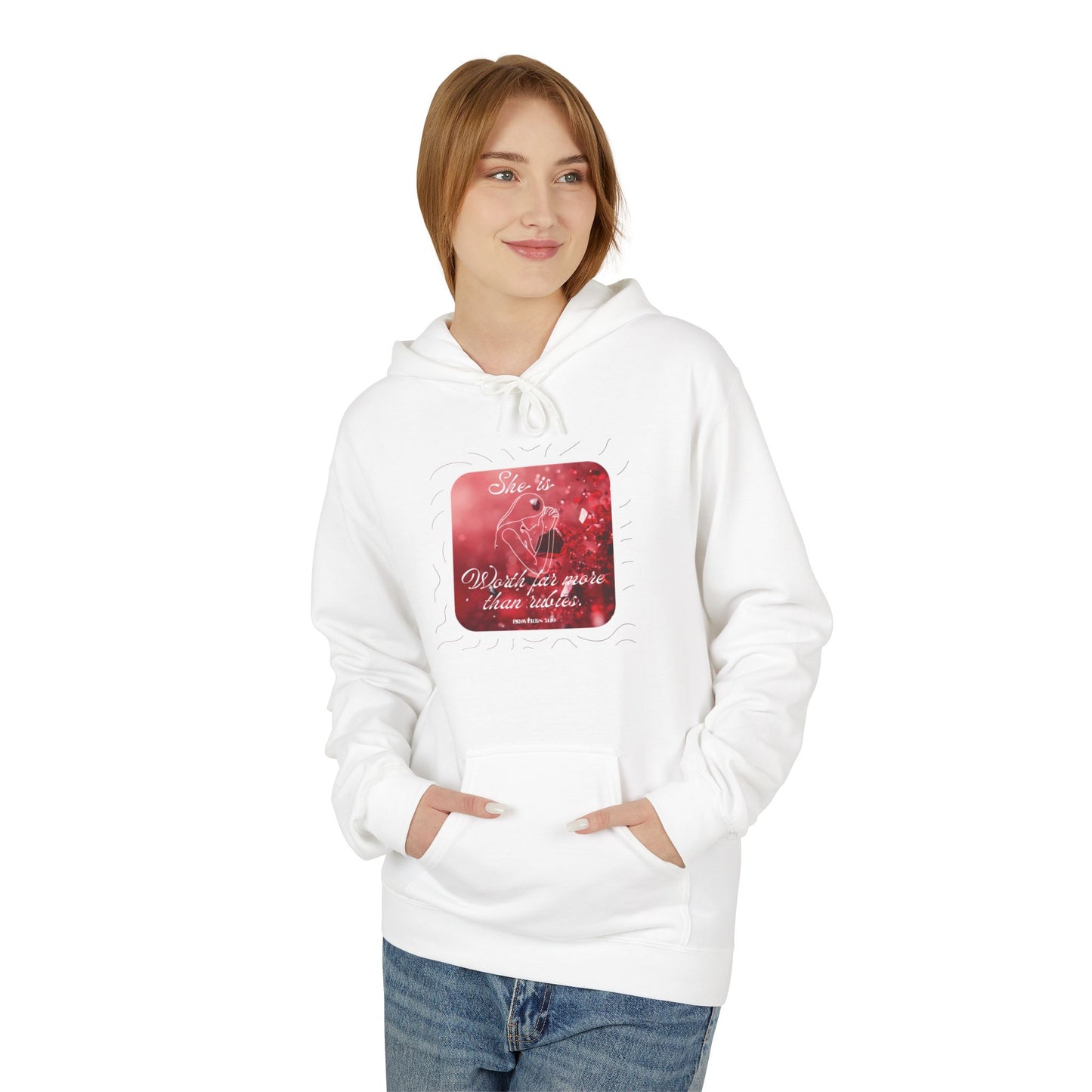“She is Worth Far More Than Rubies” – Women’s Christian Hoodie | Proverbs 31:10 Faith Apparel