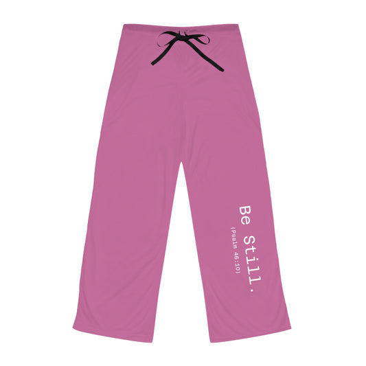 “Be Still” Women’s Light Pink Faith Pajama Pants – Christian Lounge Pants Inspired by Psalm 46:10
