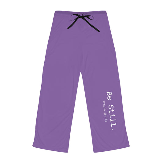 “Be Still” Women’s Light Purple Faith Pajama Pants – Christian Lounge Pants Inspired by Psalm 46:10